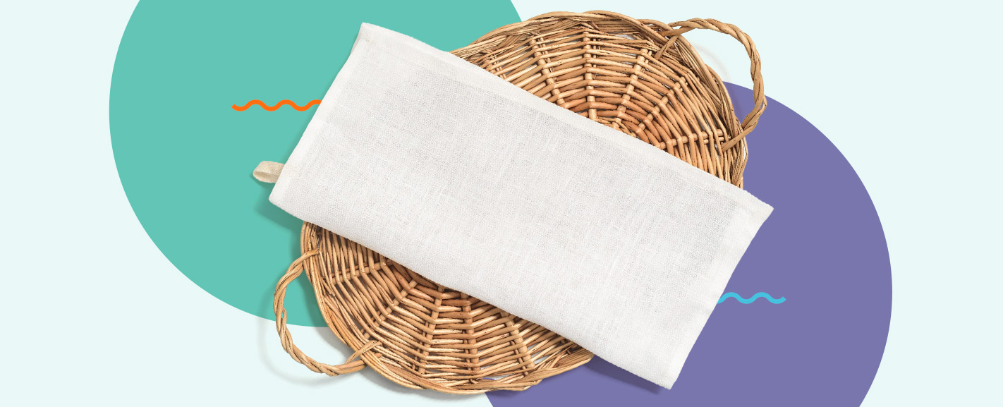 Flour Sack Towel in a Wicker Basket