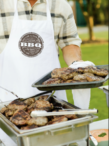 Blank apron customized to say "BBQ." 