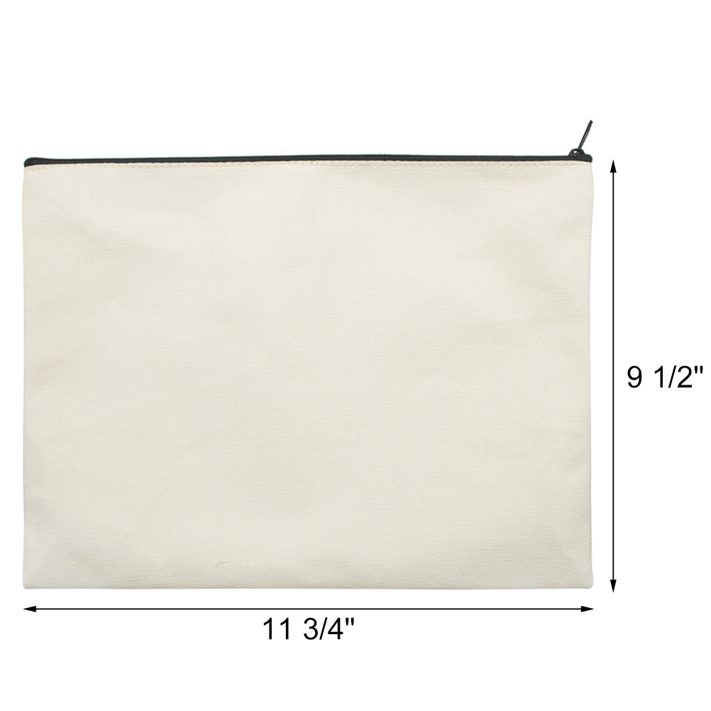 DIY Blank Canvas Cosmetic Makeup Zipper Bag (11 x 9 in, 6 Pack)