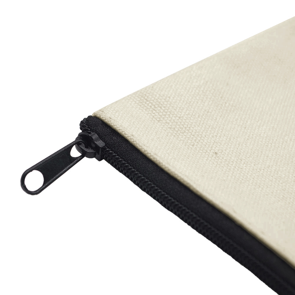 Large Flat Pouch Cotton Canvas Zipper Cosmetic Bag