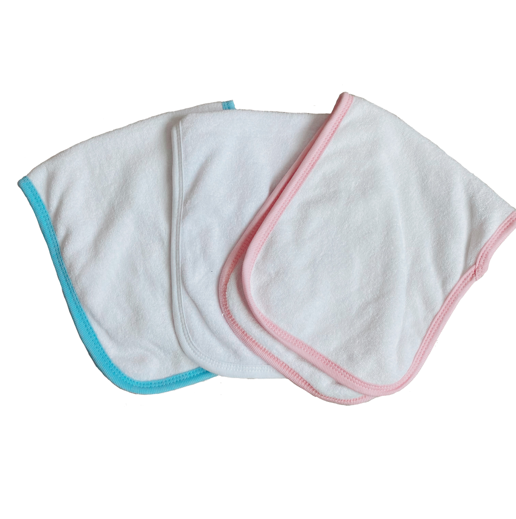 2Ply Terry Colored Trim Baby Burp Cloth Cotton Creations