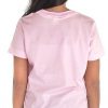 Youth organic cotton off pink crew tee from the back