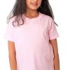 Youth organic cotton off pink crew tee from the front