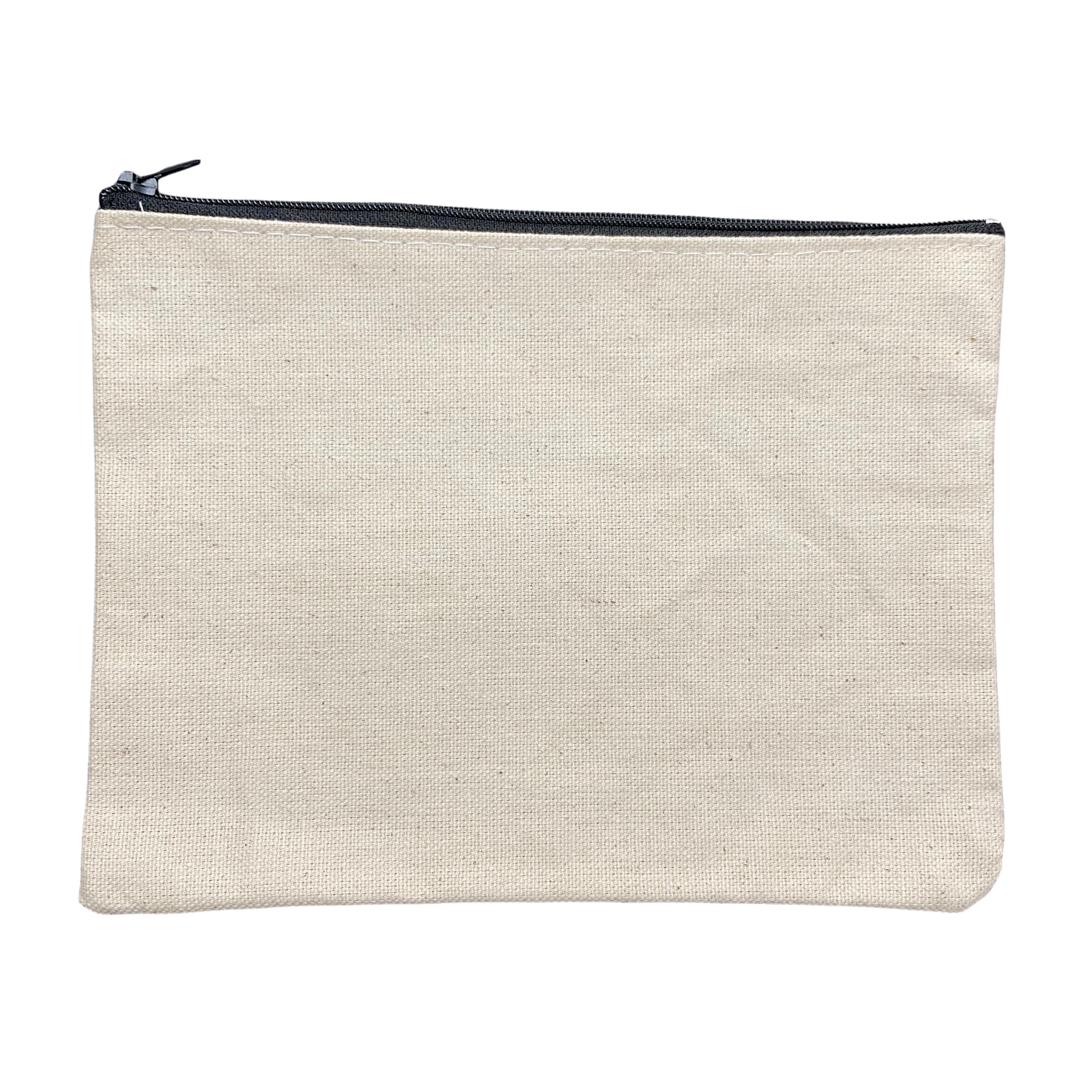 Canvas Zipper Cosmetic Flat Bag, 8 x 6