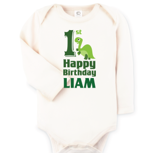 "Happy Birthday Turtle" Organic Personalized Baby Onesie