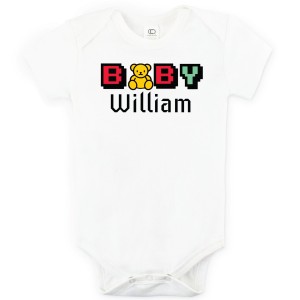 "Arcade Baby" Organic Personalized Baby Onesie
