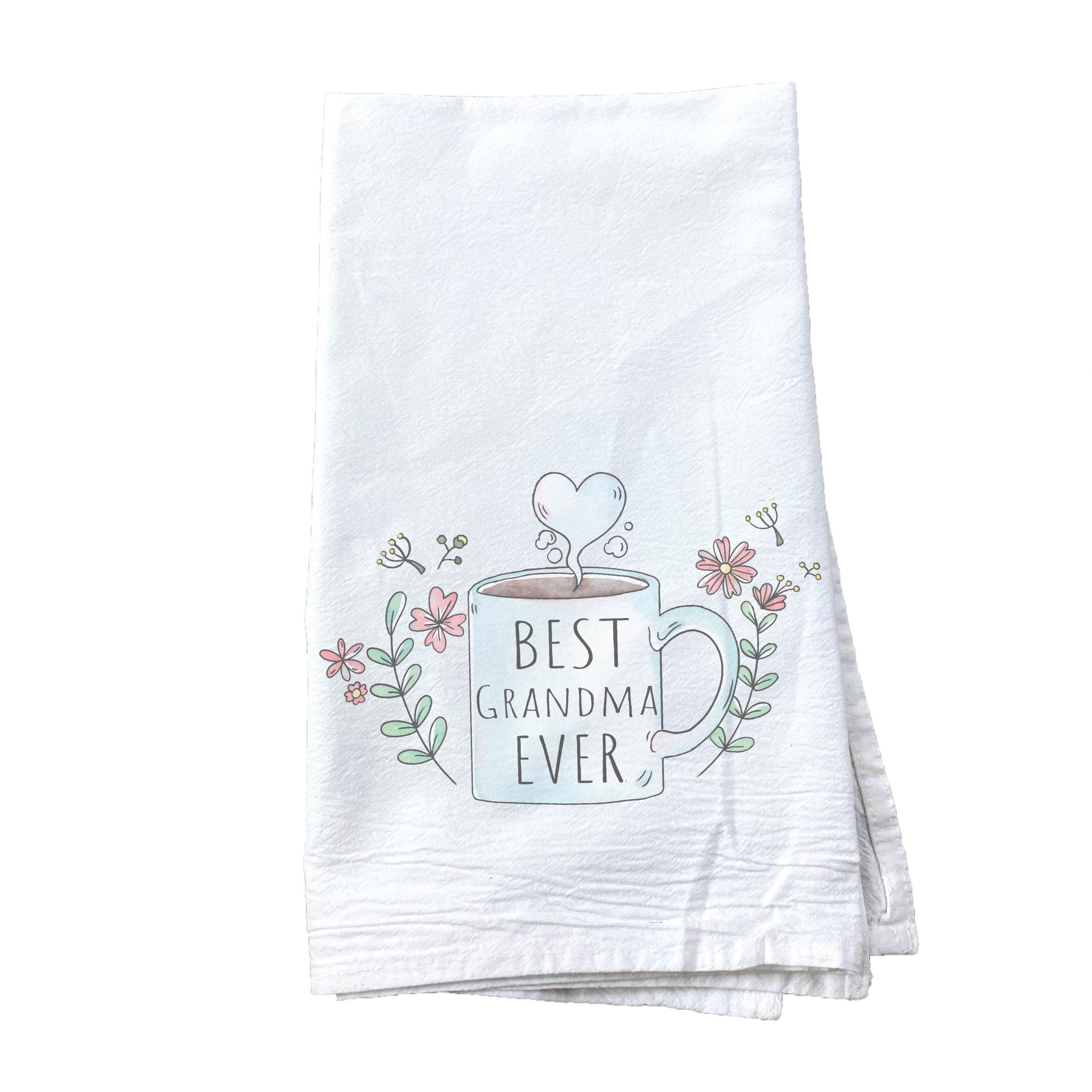 "Best Grandma Ever" Pre-Decorated Custom Tea Towel