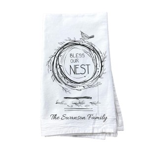 "Bless Our Nest" Personalized Tea Towel