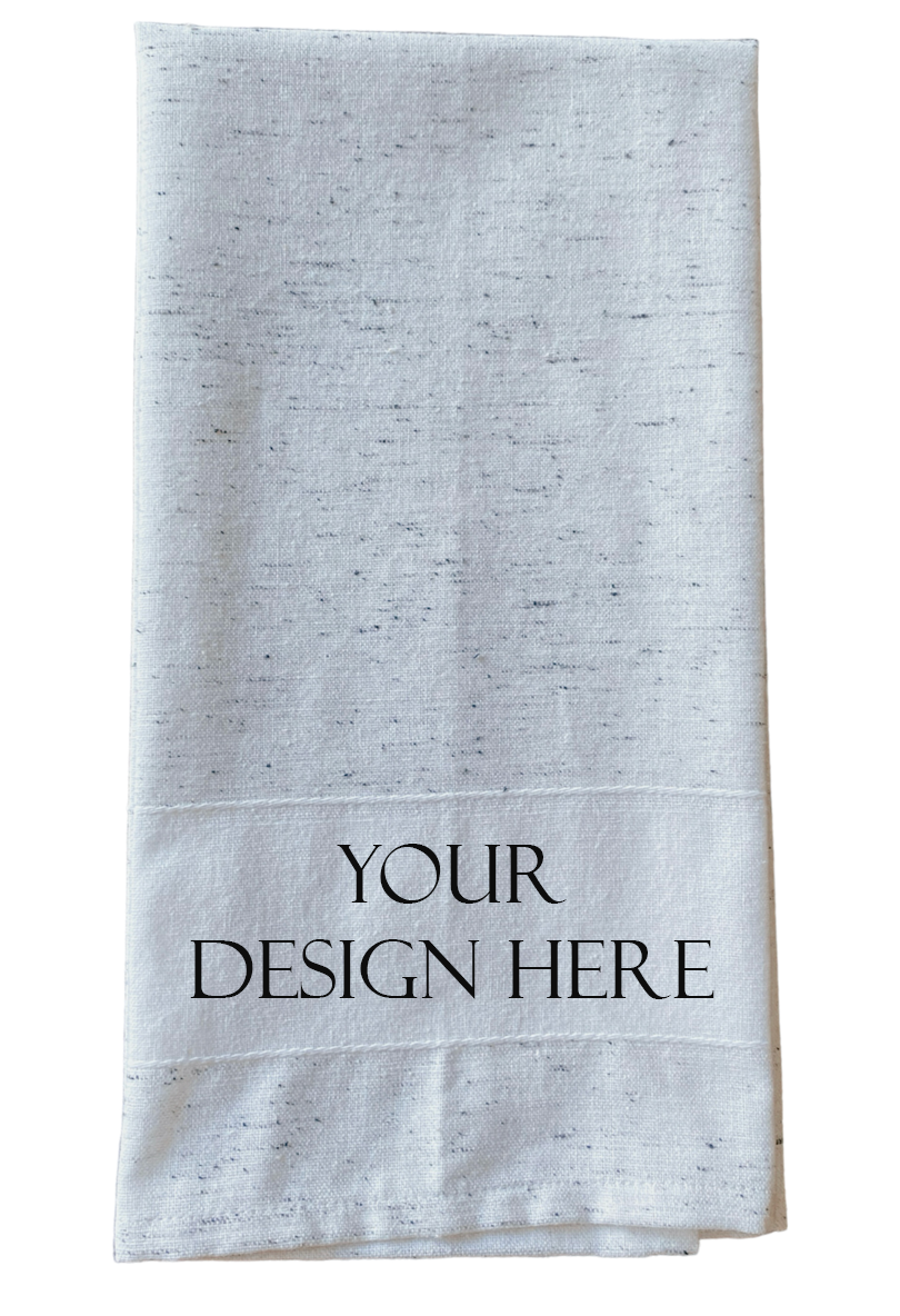 Black Fleck Patten with Blank Band Tea Towel - 20” x 28” - Image 2