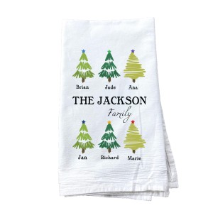 "Family Christmas Trees" Personalized Tea Towel