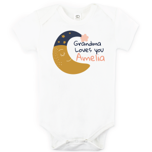 "Grandma Loves You Moon" Organic Personalized Baby Onesie