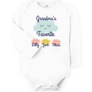 "Grandma's Favorite Clouds" Organic Personalized Baby Onesie