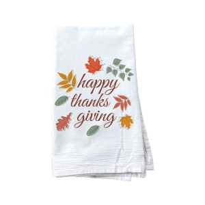 "Happy Thanksgiving" pre-decorated custom tea towel