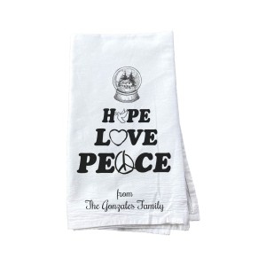 "Hope Love Peace Tree" personalized tea towel