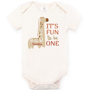 "It's fun to be ONE Giraffe" Organic Personalized Baby Onesie