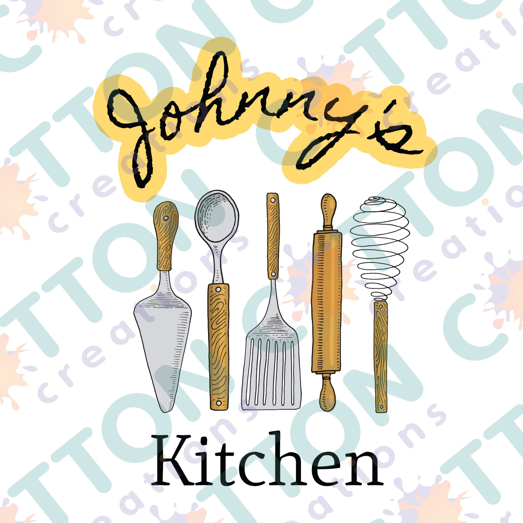 "Kitchen Tools" Personalized Tea Towel - Image 2