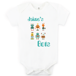 "My Bots" Organic Personalized Baby Onesie