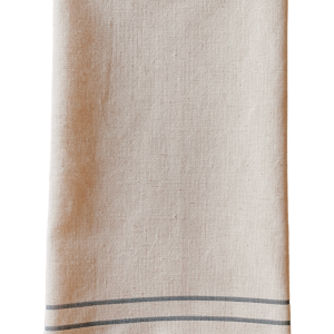 Stripe Charcoal Border on Natural Cotton/Linen Tea Towel - 20" X 28"