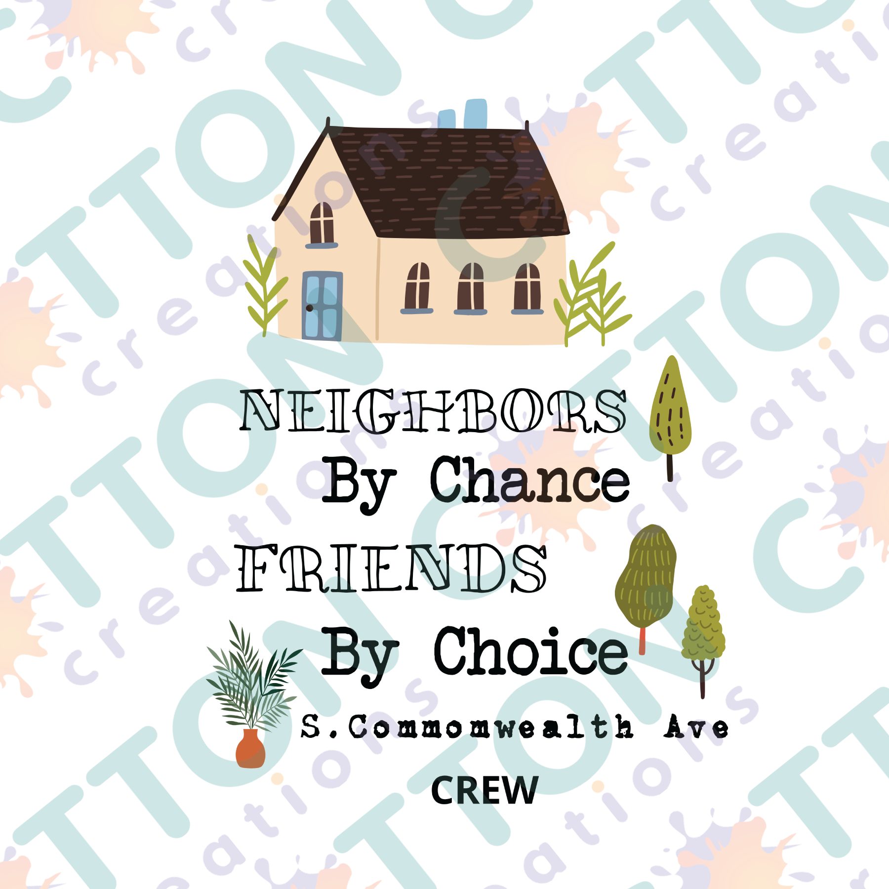 "Neighbors by Chance" personalized tea towel - Image 2