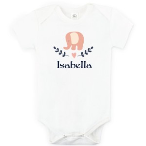 "Pink Elephant" Organic Personalized Baby Onesie