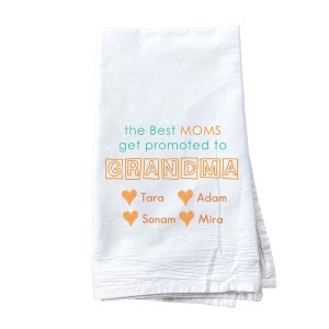 "Promoted to Grandma" Personalized Tea Towel
