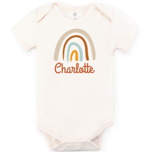 "Custom Name Rainbow" Organic Personalized Baby Onesie