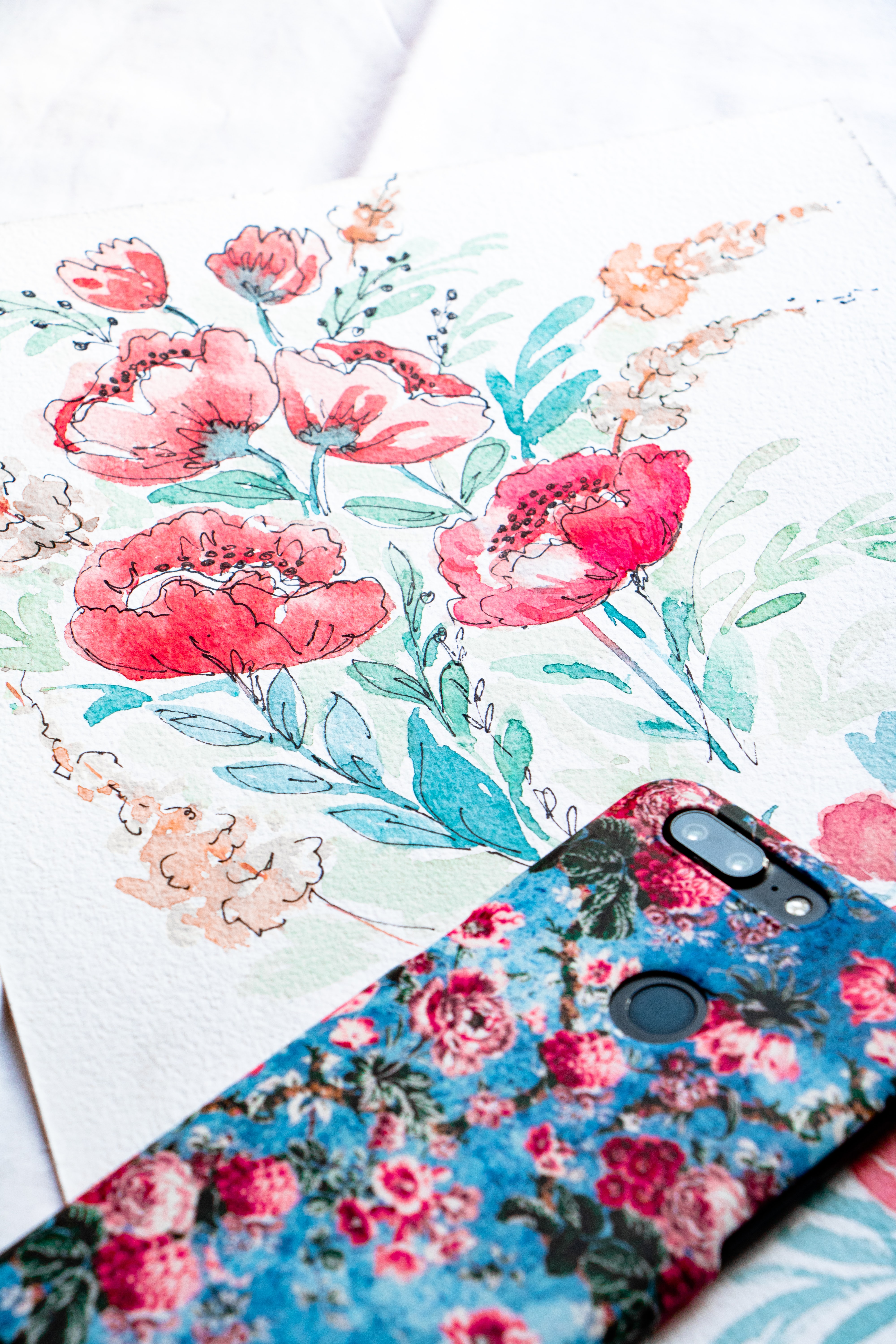 Flower drawing motif