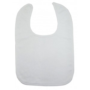 Large 2-Ply Interlock White Baby Bib