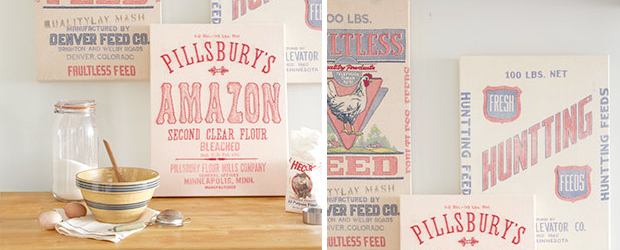 flour sack wall art